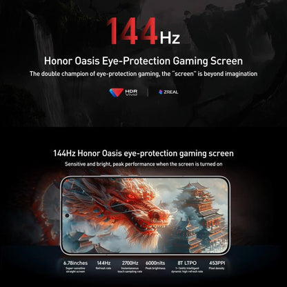 هاتف Honor GT Pro، 16 جيجابايت + 1 تيرابايت، مستشعر بصمة بالموجات فوق الصوتية، شاشة 6.78 بوصة، نظام التشغيل MagicOS 9.0 / أندرويد 15، معالج Snapdragon 8 Elite ثماني النواة، شبكة 5G، NFC، OTG، 16 جيجابايت + 1 تيرابايت