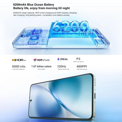 فيفو X200s، 16 جيجابايت + 1 تيرابايت، معرف الوجه / بصمة الإصبع بالموجات فوق الصوتية ثلاثية الأبعاد، 6.67 بوصة OriginOS 5 / Android 15 Dimensity 9400+ ثماني النواة، OTG، NFC، شبكة: 5G، يدعم جوجل بلاي، 16 جيجابايت + 1 تيرابايت