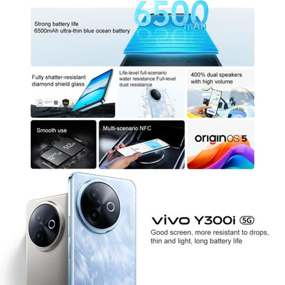 فيفو Y300i، 12 جيجابايت + 512 جيجابايت، معرف الوجه / بصمة جانبية، 6.68 بوصة أندرويد 15 أوريجين أو إس 5 سنابدراجون 4 الجيل الثاني ثماني النواة، OTG، NFC، الشبكة: 5G، 12 جيجابايت + 512 جيجابايت