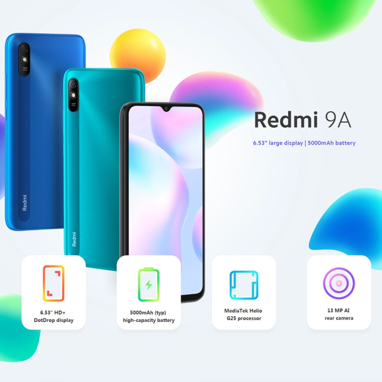 بطارية 5000 مللي أمبير، التعرف على الوجه، شاشة 6.53 بوصة MIUI 12 MTK Helio G25 ثماني النواة حتى 2.0 جيجاهرتز، الشبكة: 4G، شريحتي اتصال، دعم جوجل بلاي، 4 جيجابايت + 64 جيجابايت