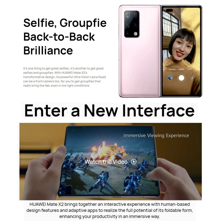 Quad Cameras, Face ID & Side Fingerprint Identification, 4500mAh Battery, 8.0 inch Inner Screen + 6.45 inch Outer Screen, HarmonyOS 2.0 Kirin 9000 5G Octa Core up to 3.13GHz, Network: 5G, OTG, NFC, Not Support Google Play, Leather 12GB+512GB