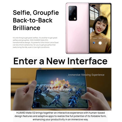 Quad Cameras, Face ID & Side Fingerprint Identification, 4500mAh Battery, 8.0 inch Inner Screen + 6.45 inch Outer Screen, HarmonyOS 2.0 Kirin 9000 5G Octa Core up to 3.13GHz, Network: 5G, OTG, NFC, Not Support Google Play, Leather 12GB+512GB