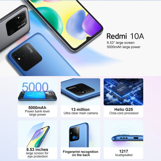5000mAh Battery, Face Identification, 6.53 inch MIUI 12.5 MTK Helio G25 Octa Core up to 2.0GHz, Network: 4G, Dual SIM, Support Google Play, 4GB+64GB
