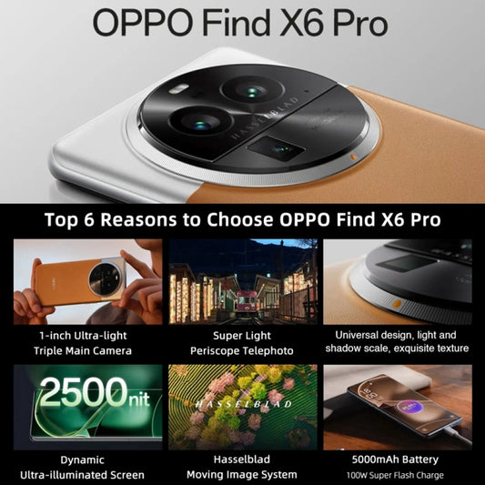 Triple Rear Cameras, 6.82 inch ColorOS 13.1 Qualcomm Snapdragon 8 Gen 2 Octa Core up to 3.187GHz, Network: 5G, Support Google Play, 16GB+256GB, Find X6 Pro 16GB+256GB