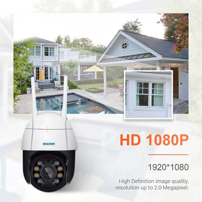 كاميرا ESCAM QF218 1080P Pan / Tilt AI Humanoid Detection IP66 مقاومة للماء وواي فاي IP، تدعم ONVIF / الرؤية الليلية / بطاقة TF / صوت ثنائي الاتجاه، قابس أمريكي، NC1228AU، NC1228EU، NC1228UK، NC1228US