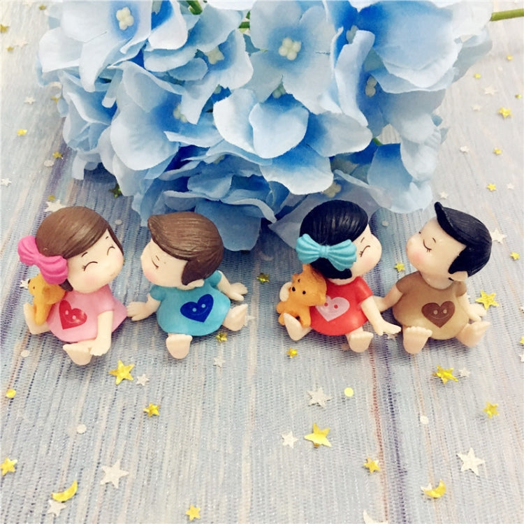 Lovers Bow Garden Dollhouse Decoration Moss Micro Landscape PVC Ornaments, Red Grey Lovers Bow, Pink Blue Lovers Bow