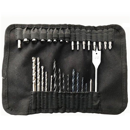 31 in1 Drill and Screwdriver Bit Set Industrial Spade Paddle Flat Wood Woodworking Boring Drill Bits with Portable Bag, 31 in1 Drill