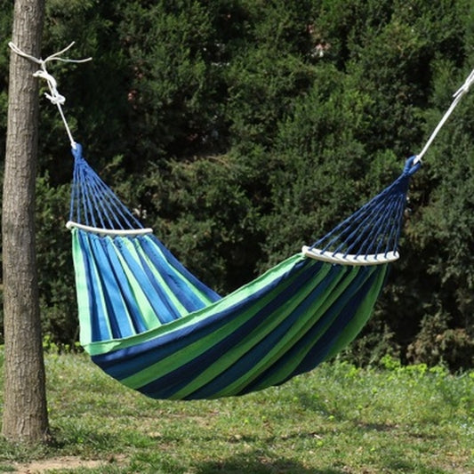 Outdoor Rollover-resistant Single Person Canvas Hammock Portable Beach Swing Bed with Wooden Sticks, Size: 185 x 80cm