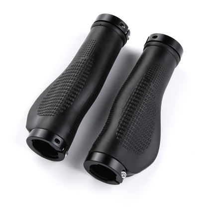 1 Pair AG21 Rubber +  Alloy Lock-Rings Bicycle Flat Handlebar Grip