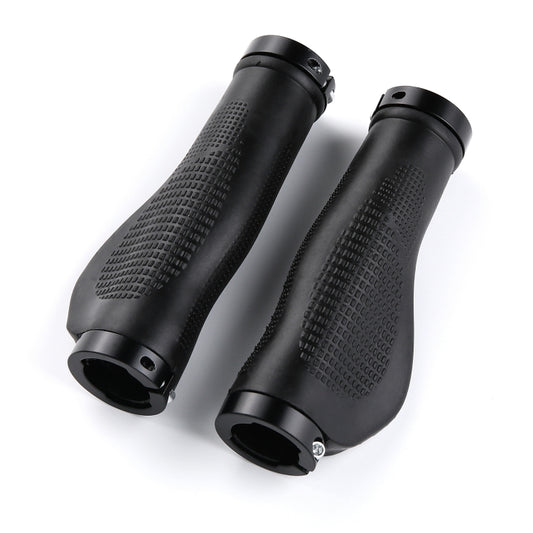 1 Pair AG21 Rubber +  Alloy Lock-Rings Bicycle Flat Handlebar Grip