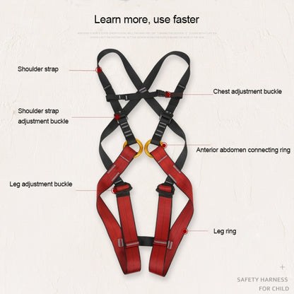 XINDA XDA9516 Outdoor Rock Climbing Polyester High-strength Wire Adjustable Downhill Whole Body Safety Belt Children Size: S