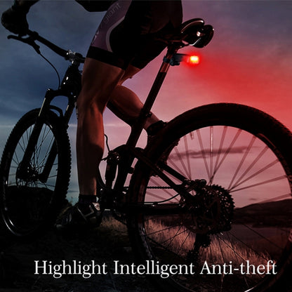 IP65 Waterproof USB Rechargeable Smart COB LED Alarm Bicycle Rear Light Taillight with Remote Control, Control Distance: 1-100m