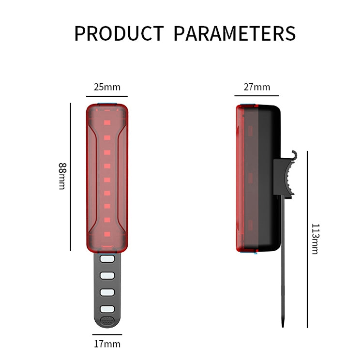 A02 Bicycle Taillight Bicycle Riding Motorcycle Electric Car LED Mountain Bike USB Charging Safety Warning Light (50 Hours, Plastic Bag), 50 Hours, Plastic Bag