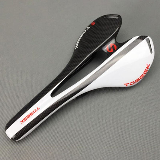 TOSEEK Road Bike Carbon Fiber Seat Bicycle Hollow Seat Saddle, 3K Texture + Light