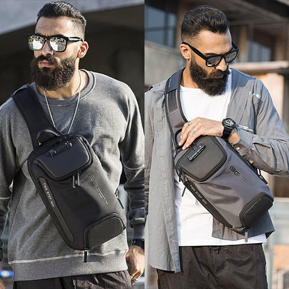 BANGE Men Security USB Chest Bag Portable Outdoor Shoulder Bag, Outdoor Shoulder Bag
