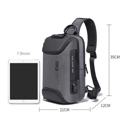 BANGE Men Security USB Chest Bag Portable Outdoor Shoulder Bag, Outdoor Shoulder Bag