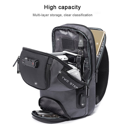 BANGE Men Security USB Chest Bag Portable Outdoor Shoulder Bag, Outdoor Shoulder Bag