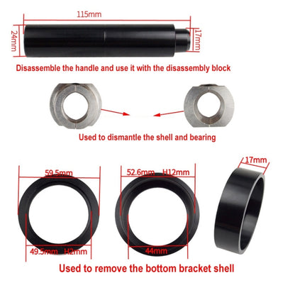 BIKERSAY BT040S3 Bicycle Press-in Type Axis Bracket Static Installation Removal Tool Set, Simple Edition, BT040S3