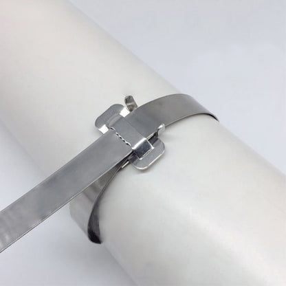 100 PCS 19.05mm 304 Stainless Steel Tie Lock Type Cable Wrapped Bundle Buckle, 19.05mm