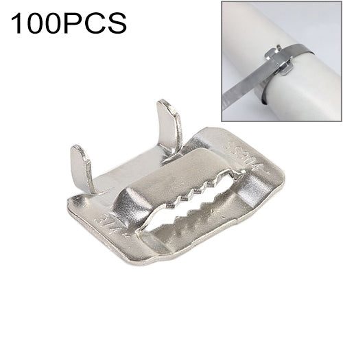 100 PCS 12.7mm 304 Stainless Steel Tie Lock Type Cable Wrapped Bundle Buckle, 12.7mm