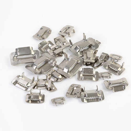 100 PCS 12.7mm 304 Stainless Steel Tie Lock Type Cable Wrapped Bundle Buckle, 12.7mm