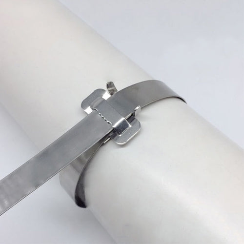 100 PCS 12.7mm 304 Stainless Steel Tie Lock Type Cable Wrapped Bundle Buckle, 12.7mm
