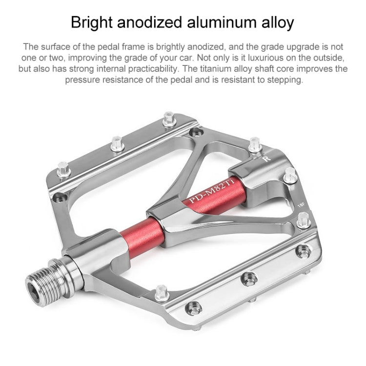 PROMEND PD-M82-TI 1 Pair Mountain Bicycle Titanium Alloy Shaft 3-Bearings Wide Pedals