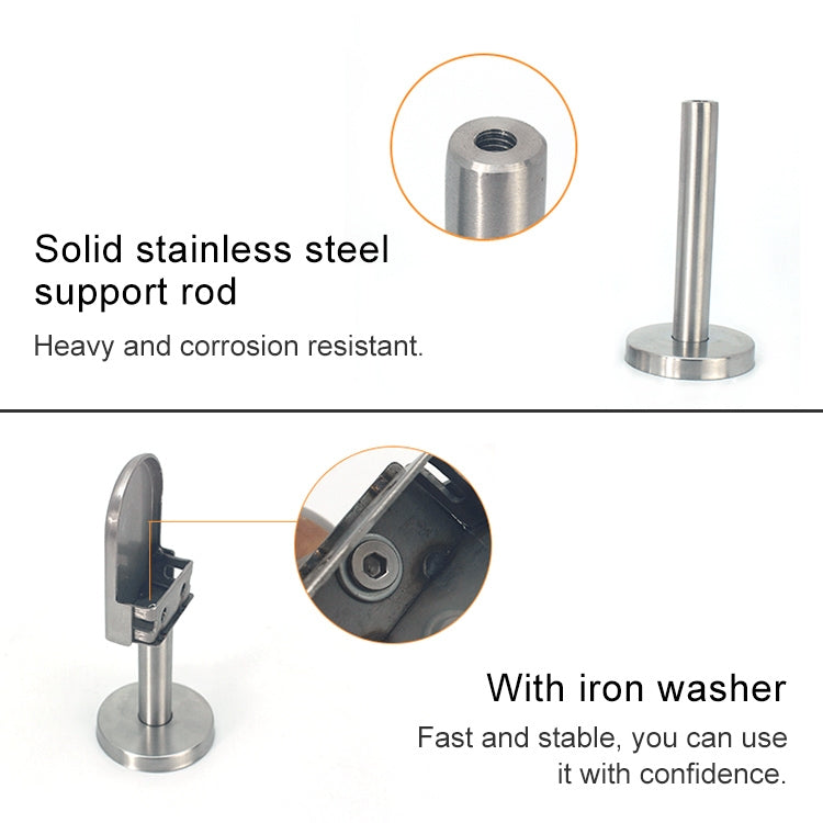 201 Stainless Steel Glass Fish Mouth Support Rod Fixing Clip with 14x100mm Rod, Specification: M, M, with 14x100mm Rod