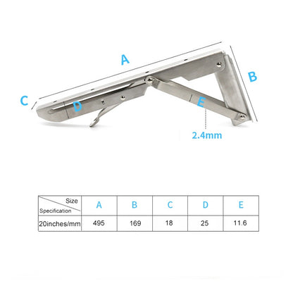 20 inch K Type Wall-mounted Foldable Stainless Steel Spring Storage Shelf for Dining Table, 20 inch