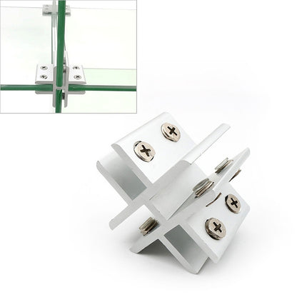 Cross-type Aluminum Alloy Glass Combination Clamp Cabinet Partition Fixing Clip, Cliped 10-12mm, Cross-type Cliped 10-12mm