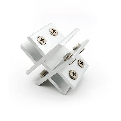 Cross-type Aluminum Alloy Glass Combination Clamp Cabinet Partition Fixing Clip, Cliped 10-12mm, Cross-type Cliped 10-12mm