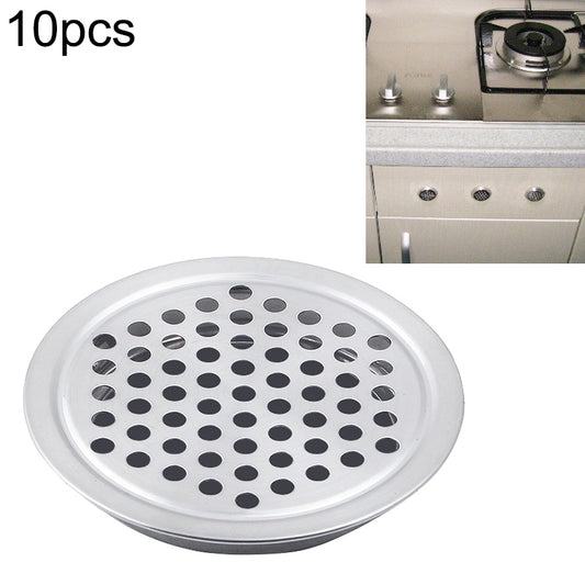 10pcs Flat Surface 25mm Cabinet Round Air Vent Stainless Steel Louvered Grille Cover Vents with Little Holes, 25mm Flat