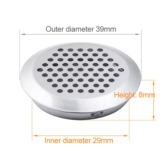10pcs Bevel Surface 29mm Cabinet Round Air Vent Stainless Steel Louvered Grille Cover Vents with Little Holes, 29mm Bevel