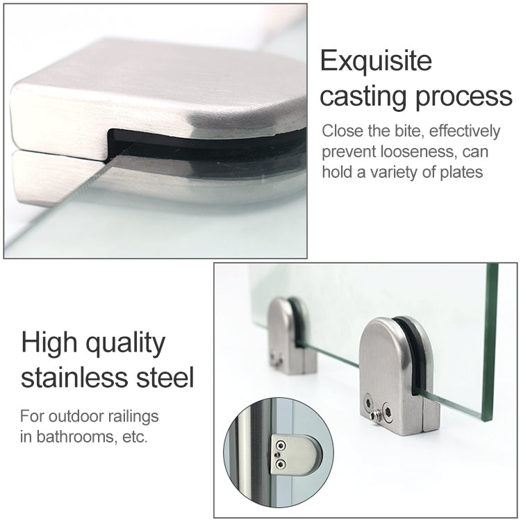 9-14mm Concave Curved Bottom Matte Polished 201 Stainless Steel Fixed Clip Railing Glass Wood Layer Board Clamp Bracket, 9-14mm, Curved Bottom, 201 Stainless Steel
