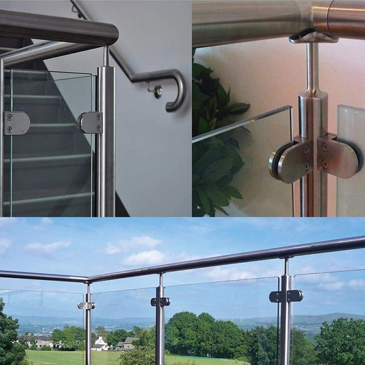 9-14mm Concave Curved Bottom Matte Polished 201 Stainless Steel Fixed Clip Railing Glass Wood Layer Board Clamp Bracket, 9-14mm, Curved Bottom, 201 Stainless Steel