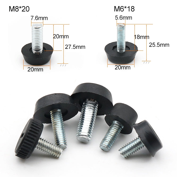 100 PCS Adjustable Foot Pad Furniture Screw Support Stub, M6x18 (Black), M6x18 (Black)