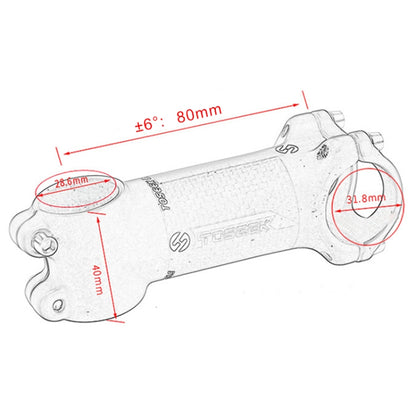 TOSEEK Road Mountain Bike Ultra-light Handlebar Stem Riser Faucet, Size: 6 Degree, 80mm (Gloss)