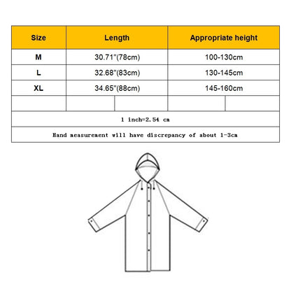 Fashion Children Lightweight EVA Transparent Frosted Raincoat Big Hat With Pocket Size: XL
