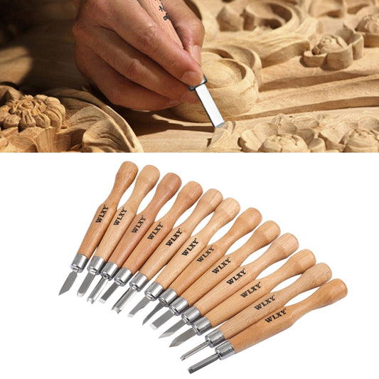 WLXY 12 PCS / Set Wood Carving Chisels Knife Basic Woodcut Working Handmade Rubber Stamps Hand Tools, WL-9330