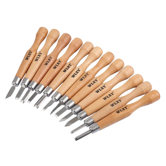 WLXY 12 PCS / Set Wood Carving Chisels Knife Basic Woodcut Working Handmade Rubber Stamps Hand Tools, WL-9330
