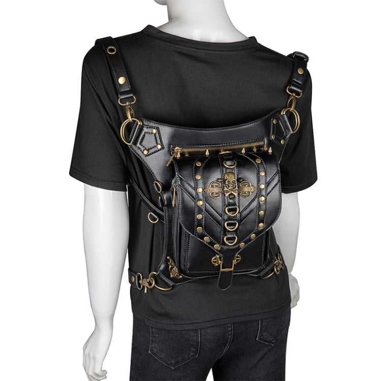 FHG131BK Skull Head Decoration Multi-function PU Leather One-shoulder Crossbody Bag Waist Bag for Ladies, 21 x 16cm