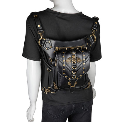 FHG131BK Skull Head Decoration Multi-function PU Leather One-shoulder Crossbody Bag Waist Bag for Ladies, 21 x 16cm
