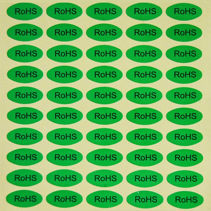 1000 قطعة من ملصقات RoHS ذاتية اللصق على شكل بيضاوي، مقاس 10 × 20 مم، مقاس 10 × 20 مم