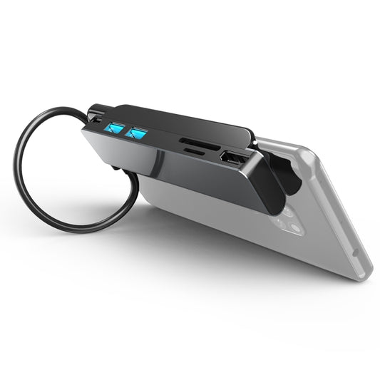 AD-065 6 في 1 USB-C / Type-C إلى 4K HDMI + فتحة بطاقة SD / TF + Type-C + 2 USB 3.0 نمط مشبك خلفي محطة إرساء متعددة الوظائف، 6 في 1 نمط مشبك خلفي