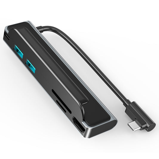 AD-065 6 في 1 USB-C / Type-C إلى 4K HDMI + فتحة بطاقة SD / TF + Type-C + 2 USB 3.0 نمط مشبك خلفي محطة إرساء متعددة الوظائف، 6 في 1 نمط مشبك خلفي