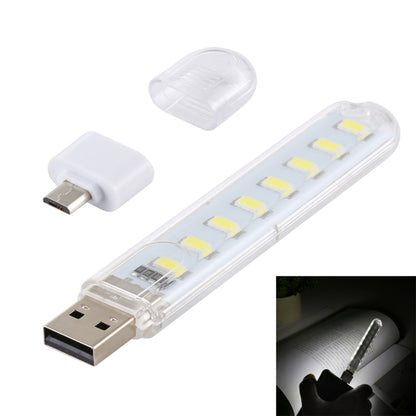 8 مصابيح LED 5 فولت 200 لومن USB مصباح كتاب LED ليلي محمول، مع محول ميكرو، مع محول ميكرو