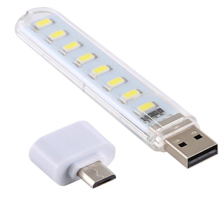 8LEDs 5V 200LM USB LED Book Light Portable Night Light, with Micro Adapter, with Micro Adapter