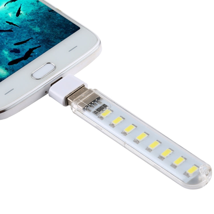8LEDs 5V 200LM USB LED Book Light Portable Night Light, with Micro Adapter, with Micro Adapter