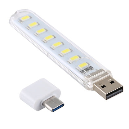 8LEDs 5V 200LM USB LED Book Light Portable Night Light, with Type-C Adapter, with Type-C Adapter