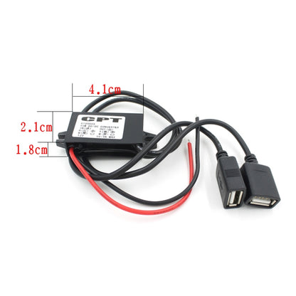Car Motorcycle Dual USB Car Charger DC 12V To 5V 3A Power Adapter with for Car GPS Tracker DVR, Length: 1m, Car Dual USB Power Adapter